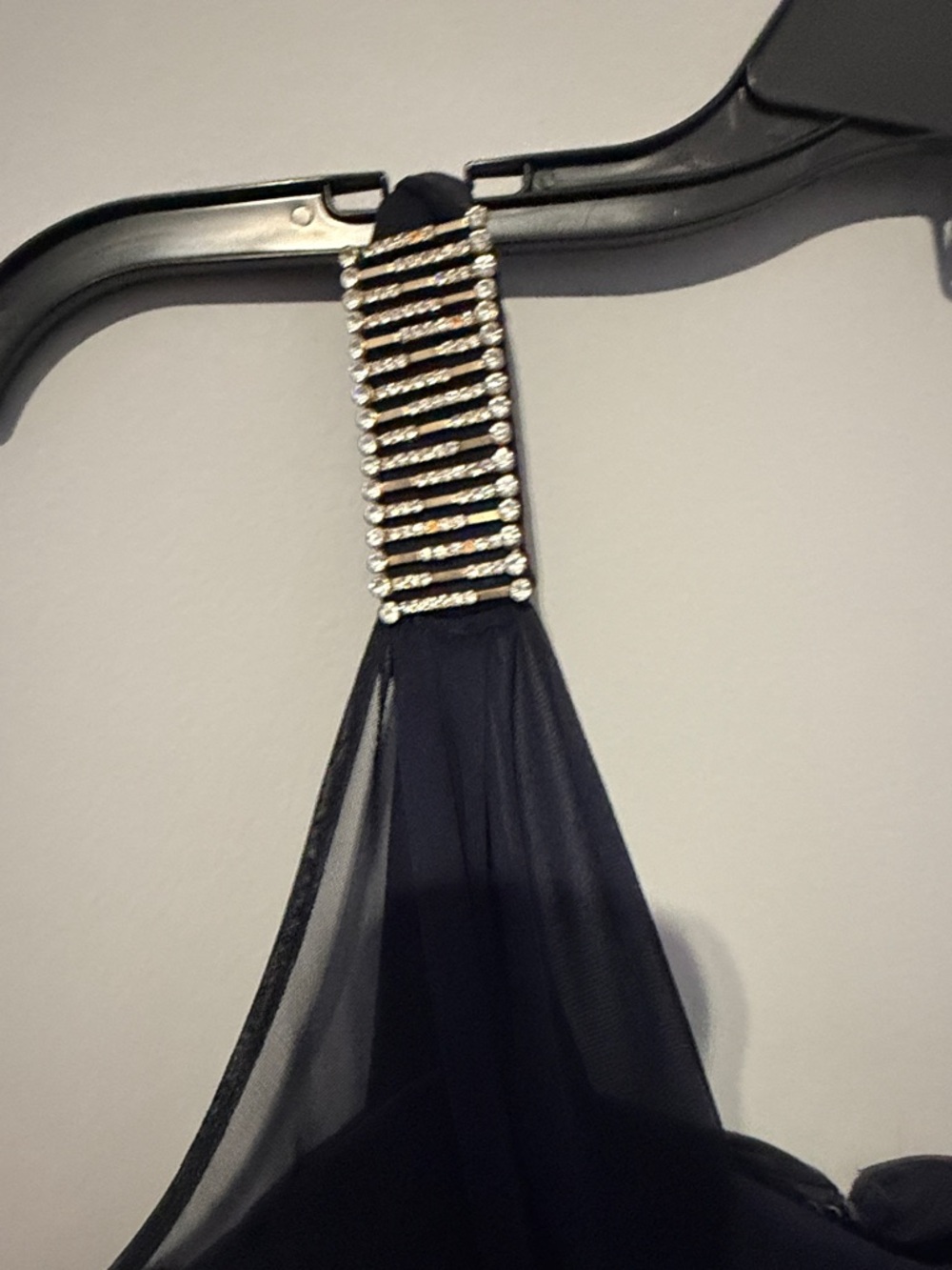 Elegant navy blue One-Shoulder Evening Dress - Picture 3 of 4